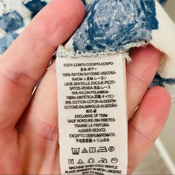 Free People Floral Blouse Blue Sz Small - Picture 5 of 10